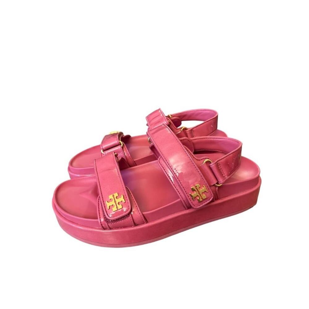 Tory Burch Kira Sport Sandal Washed Berry Patent Leather Women size 10 - Picture 2 of 6